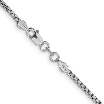 14k White Gold 1.75mm Hollow Round Box Chain 22"