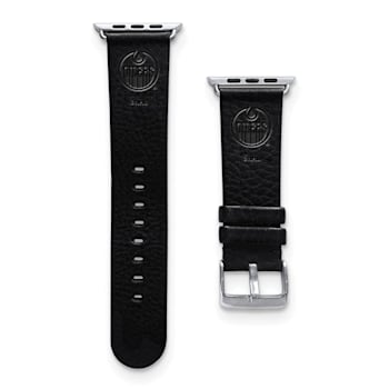 Gametime NHL Edmonton Oilers Black Leather Apple Watch Band (38/40mm
S/M). Watch not included.