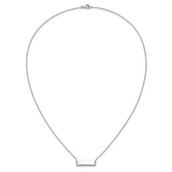 Rhodium Over Sterling Silver Polished Cubic Zirconia Bar Necklace