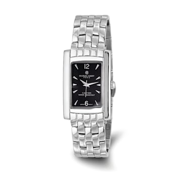 Mens Charles Hubert Solid Stainless Steel Black Dial 26x31mm Watch