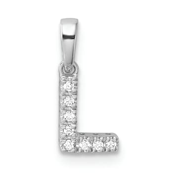 14K White Gold Diamond Letter L Initial with Bail Pendant