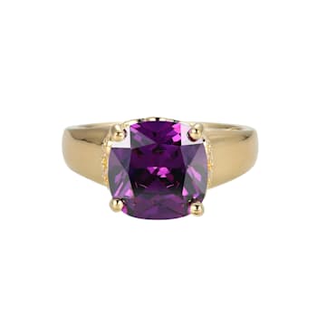 Purple And White Cubic Zirconia 18k Yellow Gold Over Silver February
Birthstone Ring 5.81ctw