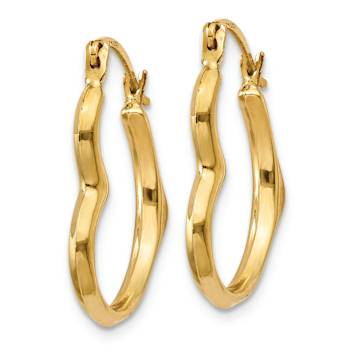 14k Yellow Gold 11/16" Heart Hoop Earrings