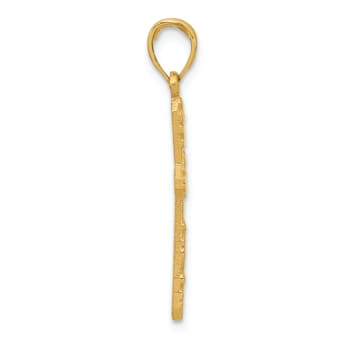 14k Yellow Gold Textured Fancy Cross Charm