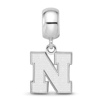 Sterling Silver Rhodium-plated LogoArt University of Nebraska Small
Dangle Bead