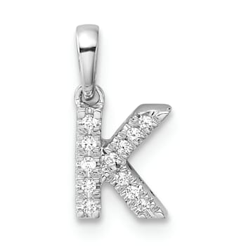 14K White Gold Diamond Letter K Initial with Bail Pendant