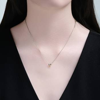 Heart Pendant Necklace In Two-Tone Rhodium Over Brass