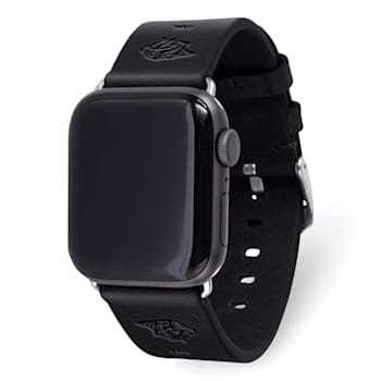 Gametime NHL Nashville Predators Black Leather Apple Watch Band (42/44mm
S/M). Watch not included.