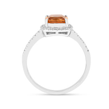Natural Yellow Citrine Cushion Cut Halo  Ring with Moissanite Accents
Sterling Silver Ring