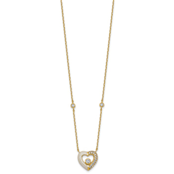 10K Yellow Gold Over Sterling Silver Cubic Zirconia Enamel Heart 16-inch
w/ 2" Extender Necklace