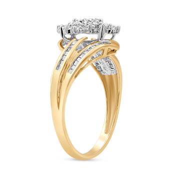 White Diamond 10KT Yellow Gold Cluster Ring 1/2 CTW