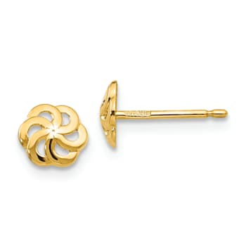 14k Yellow Gold Polished 6mm Flower Stud Earrings