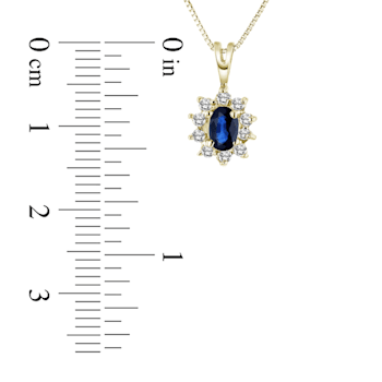 0.35ctw Blue Sapphire and White Diamond Pendant 14k Yellow Gold