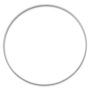 Rhodium Over 14k White Gold 2mm Solid Polished Half-Round Slip-On Bangle