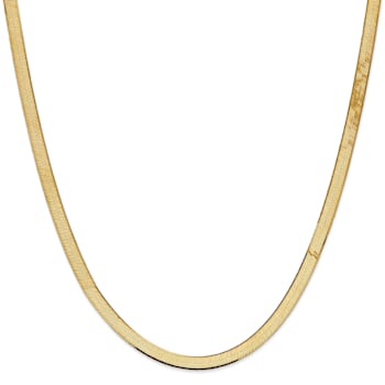 14K Yellow Gold 5.5mm Silky Herringbone Chain Necklace