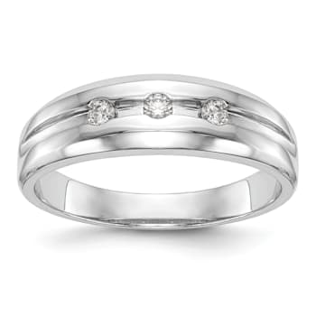 Rhodium Over 14K White Gold Lab Grown Diamond SI1/SI2, G H I, Men's Band