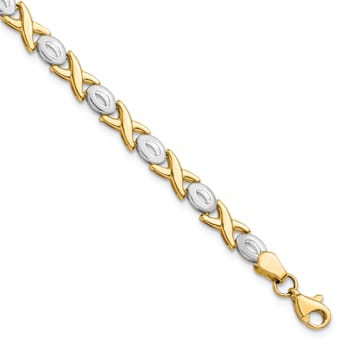 14K Two-tone Gold Polished 5mm Fancy Link Bracelet