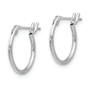 Rhodium Over 14K White Gold 1mm Hoop Earrings