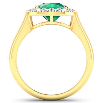3.01ctw Green Emerald and Diamond 14K Yellow Gold Halo Ring