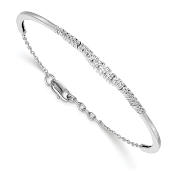 14K White Gold Lab Grown Diamond VS/SI GH, Graduated Bangle Bracelet