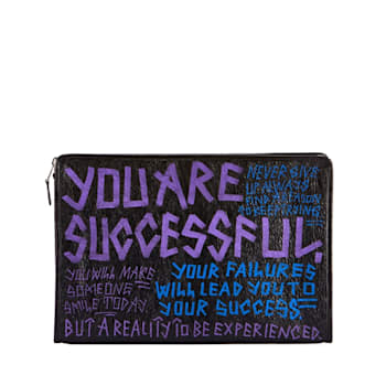 Balenciaga Bazar Graffiti Purple Blue Black Arena Leather Pouch