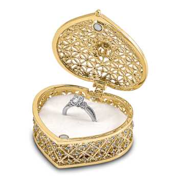 ROMANCE Filigree Heart with Ring Pad Trinket Box