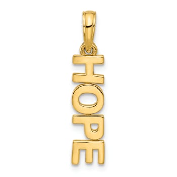 14k Yellow Gold Polished HOPE Pendant