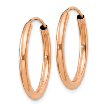 14k Rose Gold Polished 13/16" Round Endless Hoop Earrings