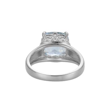 Lab Blue Spinel And White Cubic Zirconia Platinum Over Silver March
Birthstone Ring 3.79ctw
