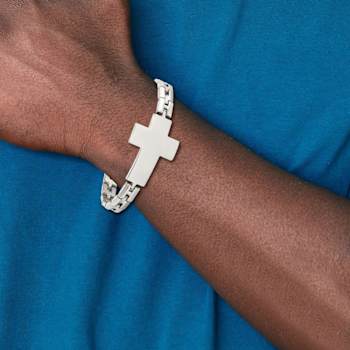 Stainless Steel Polished Cross Bracelet