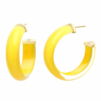 14K Yellow Gold Over Sterling Silver Medium Illusion Acrylic Hoops in Yellow