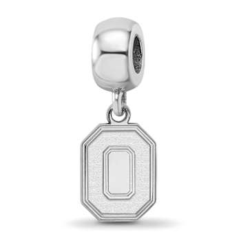 Sterling Silver Rhodium-plated LogoArt Ohio State University Small
Dangle Bead