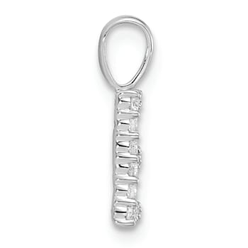 Rhodium Over 14K White Gold Lab Grown Diamond Letter E Initial Pendant