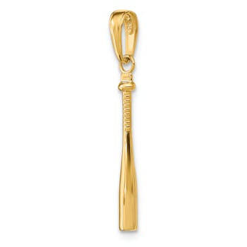 14k Yellow Gold 3D Textured Baseball Bat Pendant