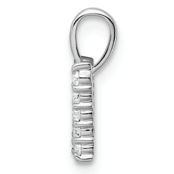 Rhodium Over 14K White Gold Lab Grown Diamond Letter W Initial Pendant