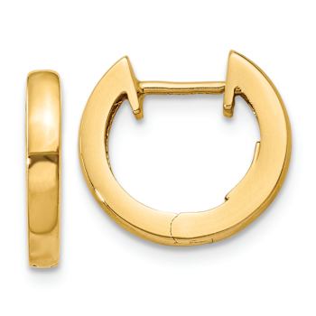 14k Yellow Gold 3/8" Polished Hinged Hoop Earrings