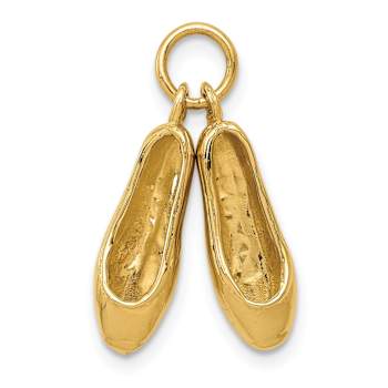 14k Yellow Gold Textured Ballet Slippers Charm Pendant