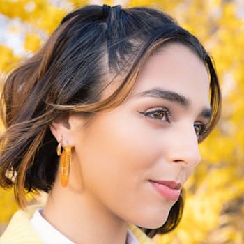 14K Yellow Gold Over Sterling Silver Painted Hoops in Golden