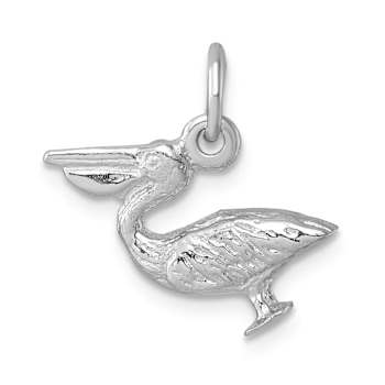 Rhodium Over Sterling Silver Pelican Pendant