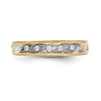 14K Yellow Gold AA Quality Ladies Wedding Band 0.05ctw