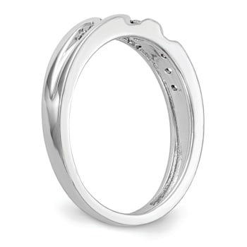 Rhodium Over 14K White Gold Diamond Trio Ladies Wedding Band 0.12ctw