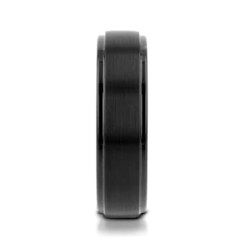 ORION Flat Black Tungsten Ring with Brushed Raised Center and Polished
Step Edges 6mm