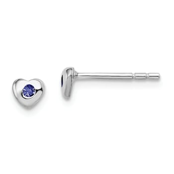 Rhodium Over Sterling Silver September Blue Preciosa Crystal Heart Earrings
