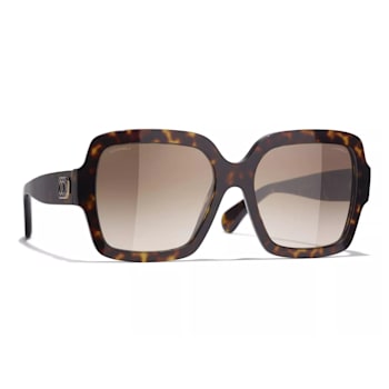Chanel Dark Havana Square Frames with "CC" Accent/Brown
Gradient Lens Sunglasses