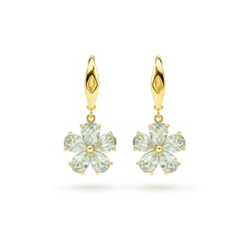 Green Prasiolite 14K Yellow Gold Over Sterling Silver Flower Earrings