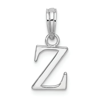 Sterling Silver Polished Block Initial -Z- Pendant