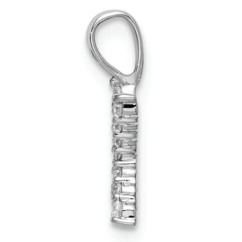 Rhodium Over 14K White Gold Lab Grown Diamond Letter K Initial Pendant