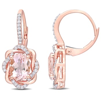 2.33ctw Morganite And 0.25ctw Diamond 10k Rose Gold Earrings