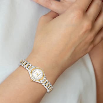 Ladies Charles Hubert Two-tone Brass White Dial Watch