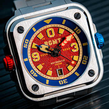 RGMT Pershing Red Dial White Bezel White Stainless Steel Band Automatic Watch